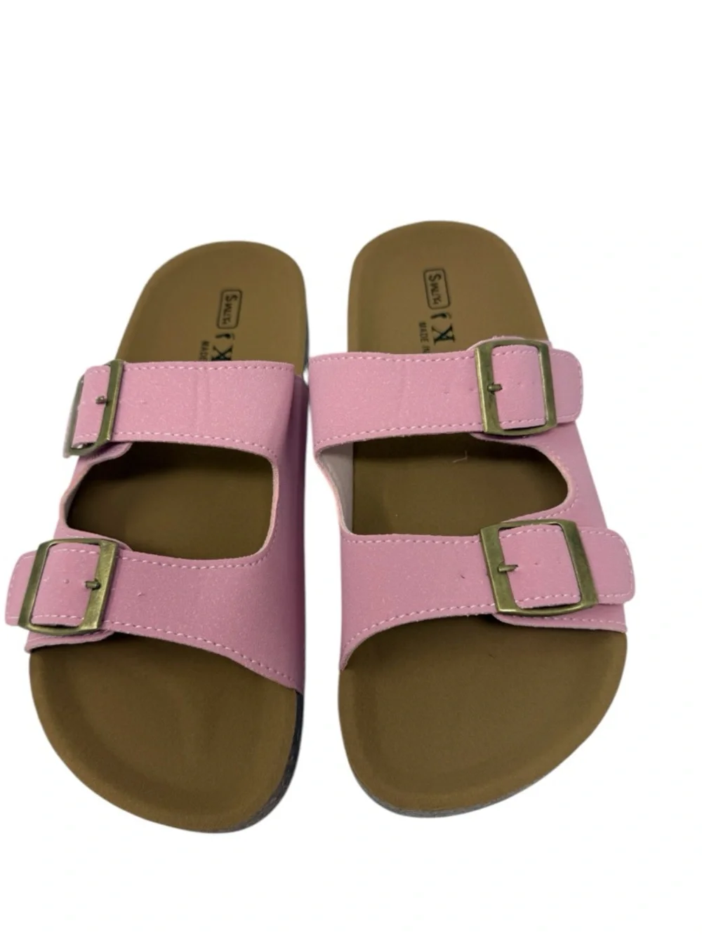 Pink Double-Buckle Cork Footbed Sandals - Picture 7 of 10